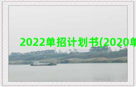 2022单招计划书(2020单招计划)